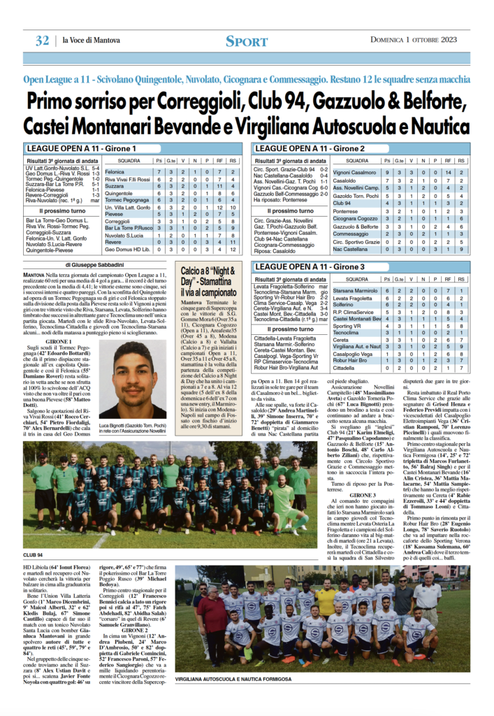 Articolo da La Voce di Mantova del 1 ottobre 2023